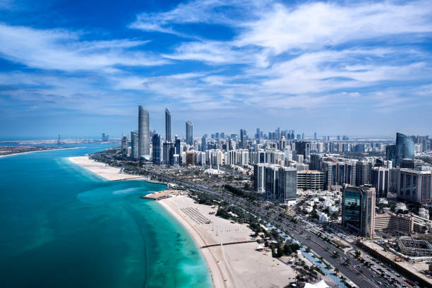 Aerial view of Dubai's coastline and skyline, illustrating a major trade and import hub.